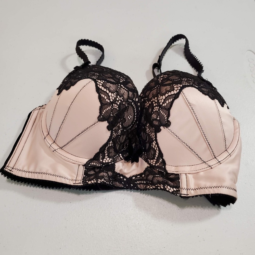 Ann‎ Summers Women Bra 34C Pink Lace Detail Underwire Longline Adjustable Straps